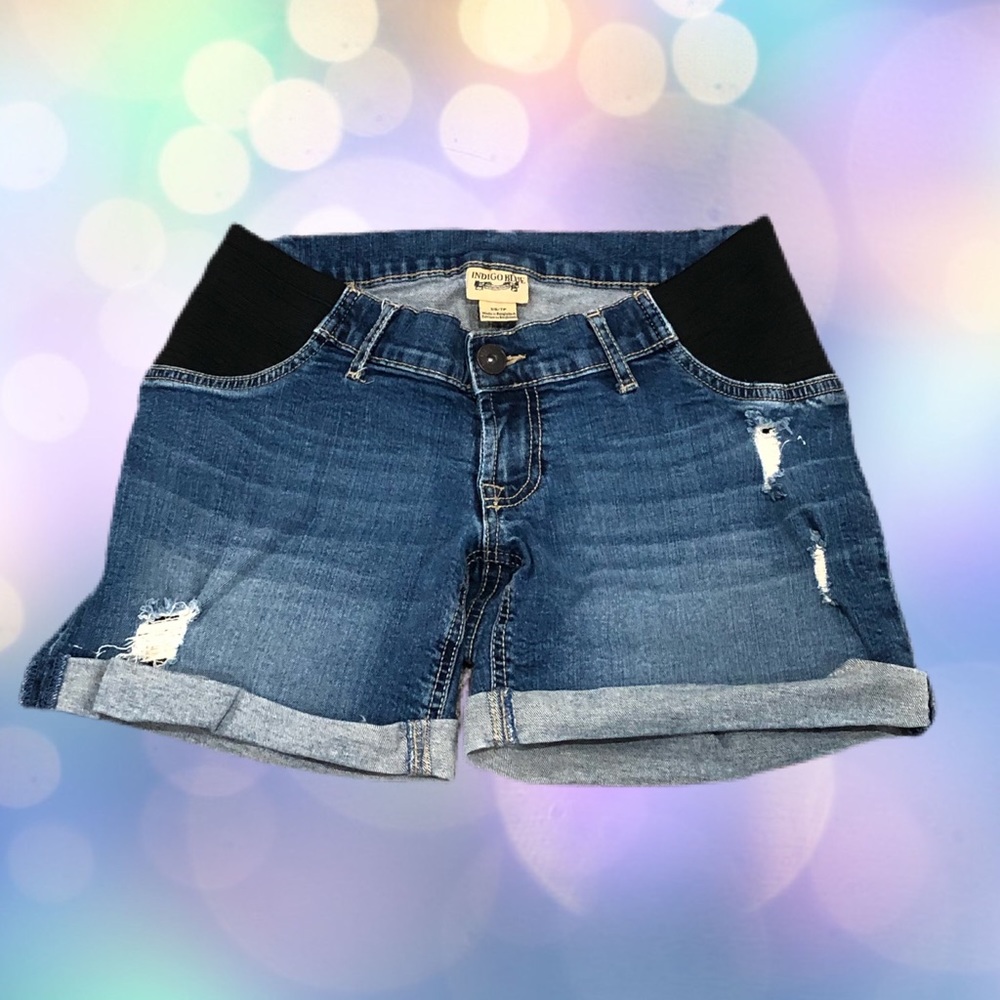 Pair of Indigo Blue maternity jean shorts Size XS